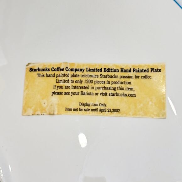 Starbucks 2002 Barista Siren's Plate 35/1200 Hand Painted Ltd Edition Lrg 18.75" - Picture 7 of 12